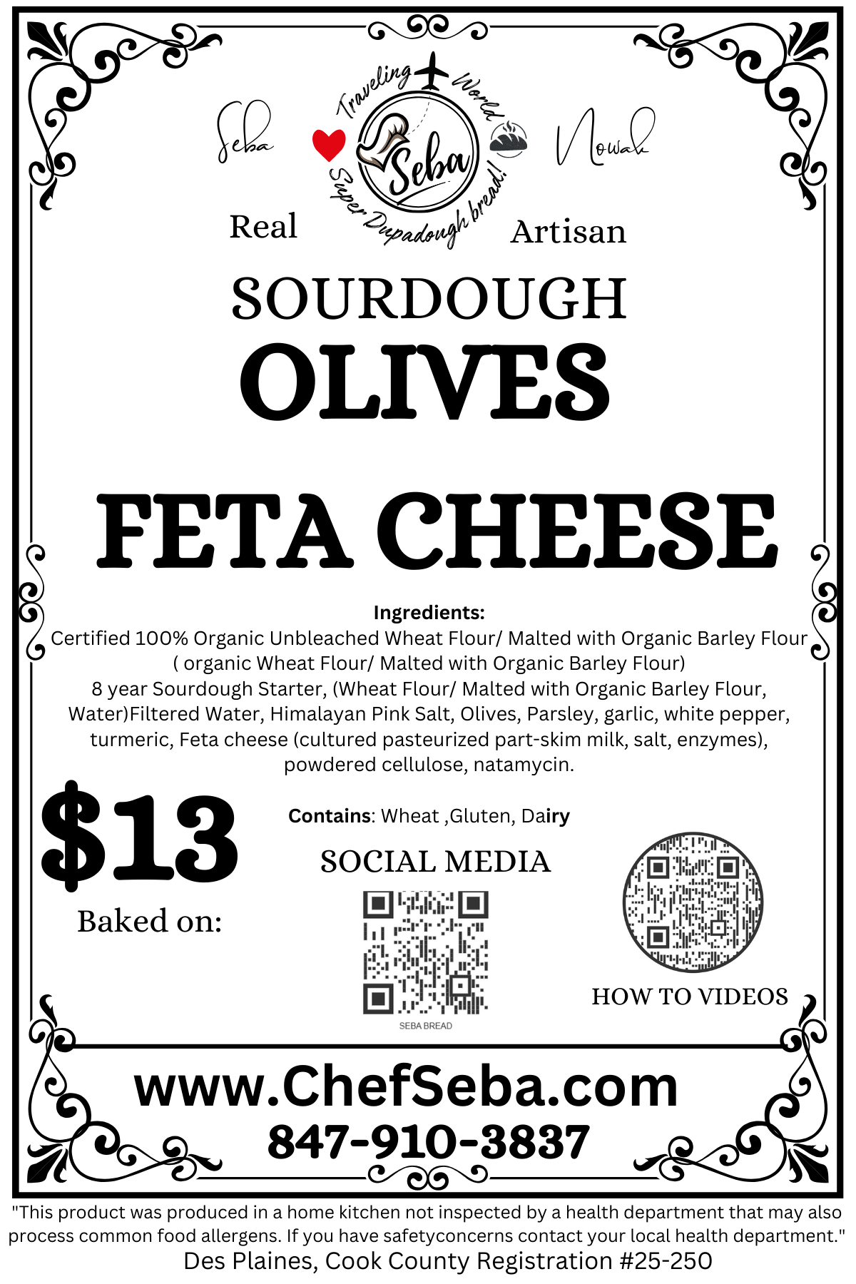 Bread Green Olives & Feta cheese Sourdough