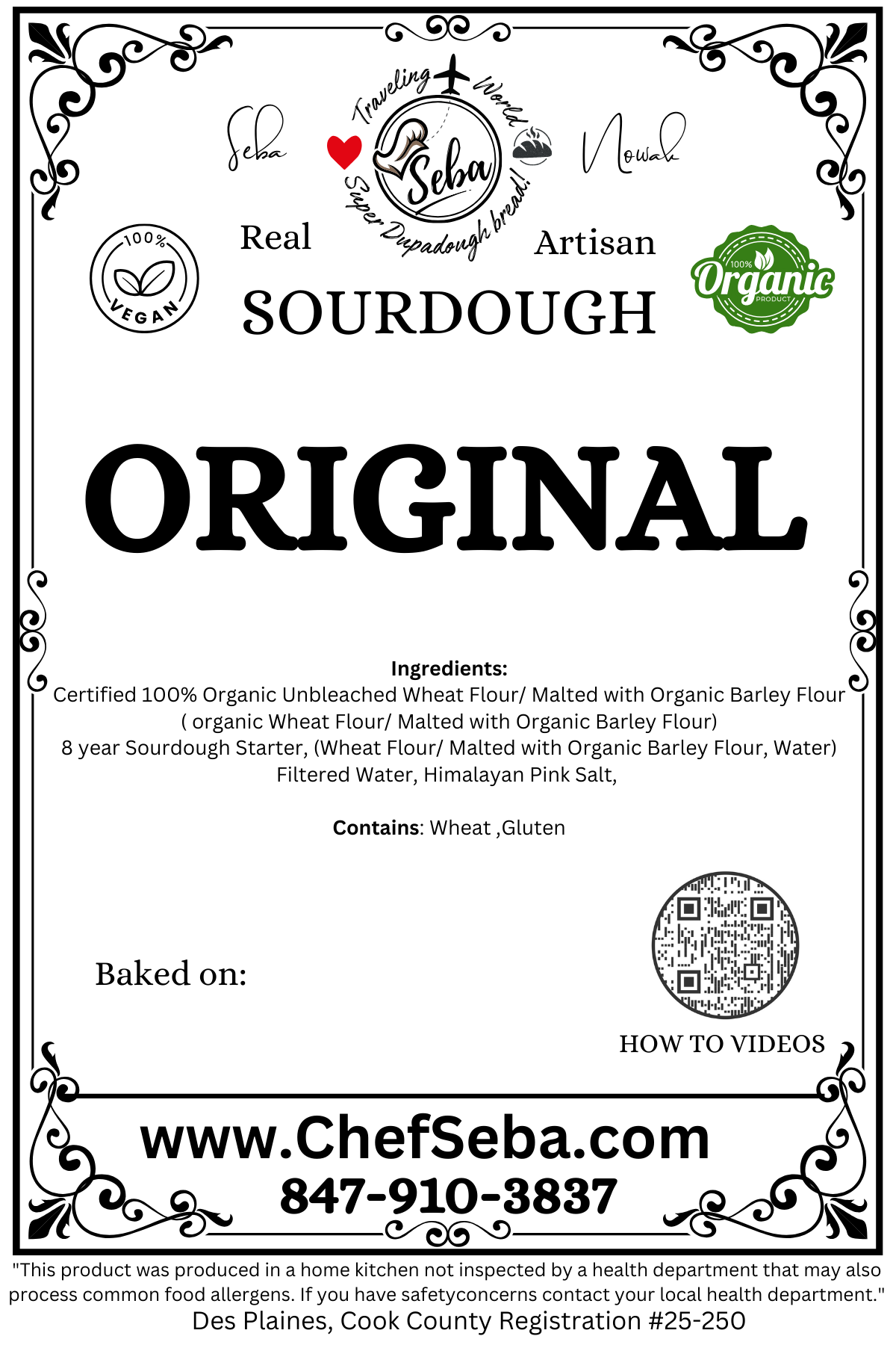 Original Sourdough Bread – Chef SEBA Real Artisan Loaf (Organic, Vegan, Naturally Fermented)