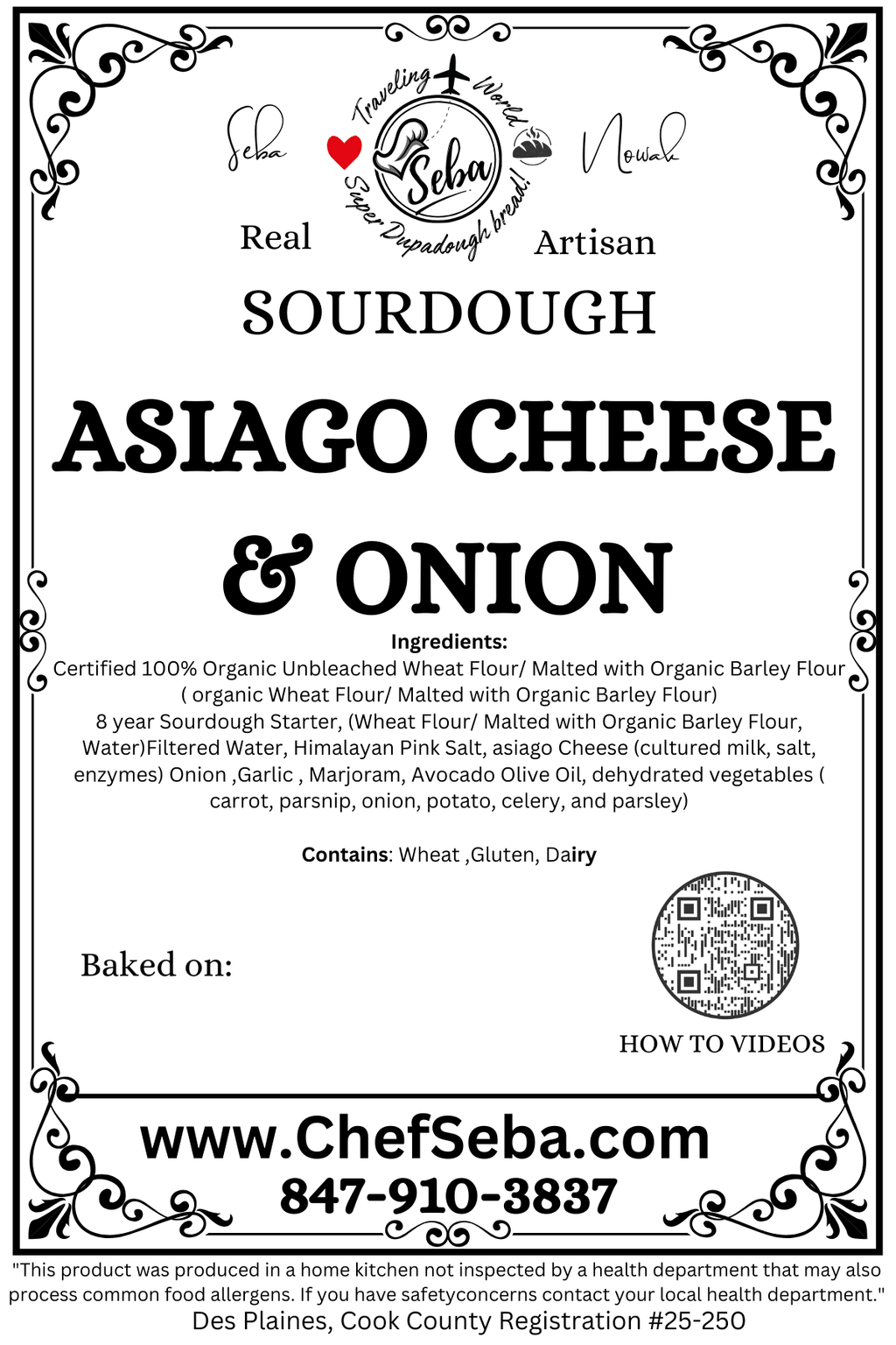 Asiago Cheese & Caramelized Onion Sourdough Bread – Chef SEBA Artisan Loaf - Artisan Real Sourdough Bread Chef SebaArtisan Real Sourdough Bread Chef SebaArtisan Real Sourdough Bread Chef SebaSEBA-BRD-ASI-ONI-WHLASIAGO-ONION-01Whole LoafChef SEBA Asiago cheese and onion sourdough bread product label