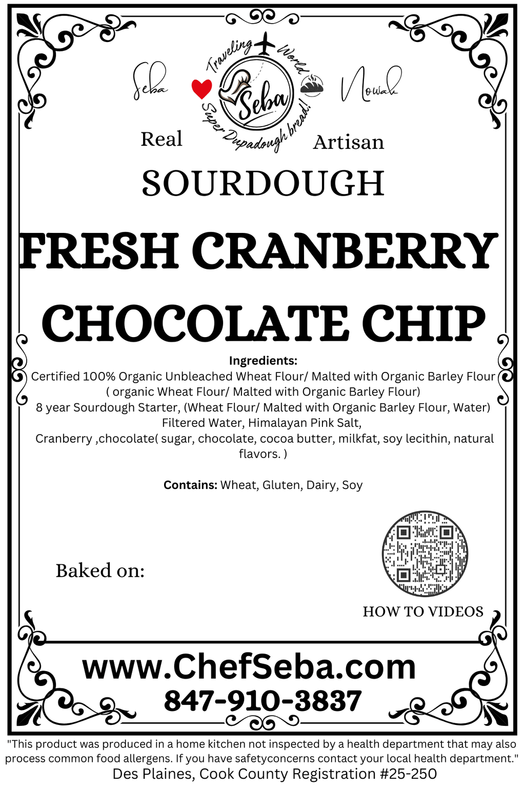 Bread Cranberry Chocolate chip Sourdough - Artisan Real Sourdough Bread Chef SebaMy StoreArtisan Real Sourdough Bread Chef SebaWALNUT-CRAN-01Whole LoafBread Cranberry Chocolate chip Sourdough