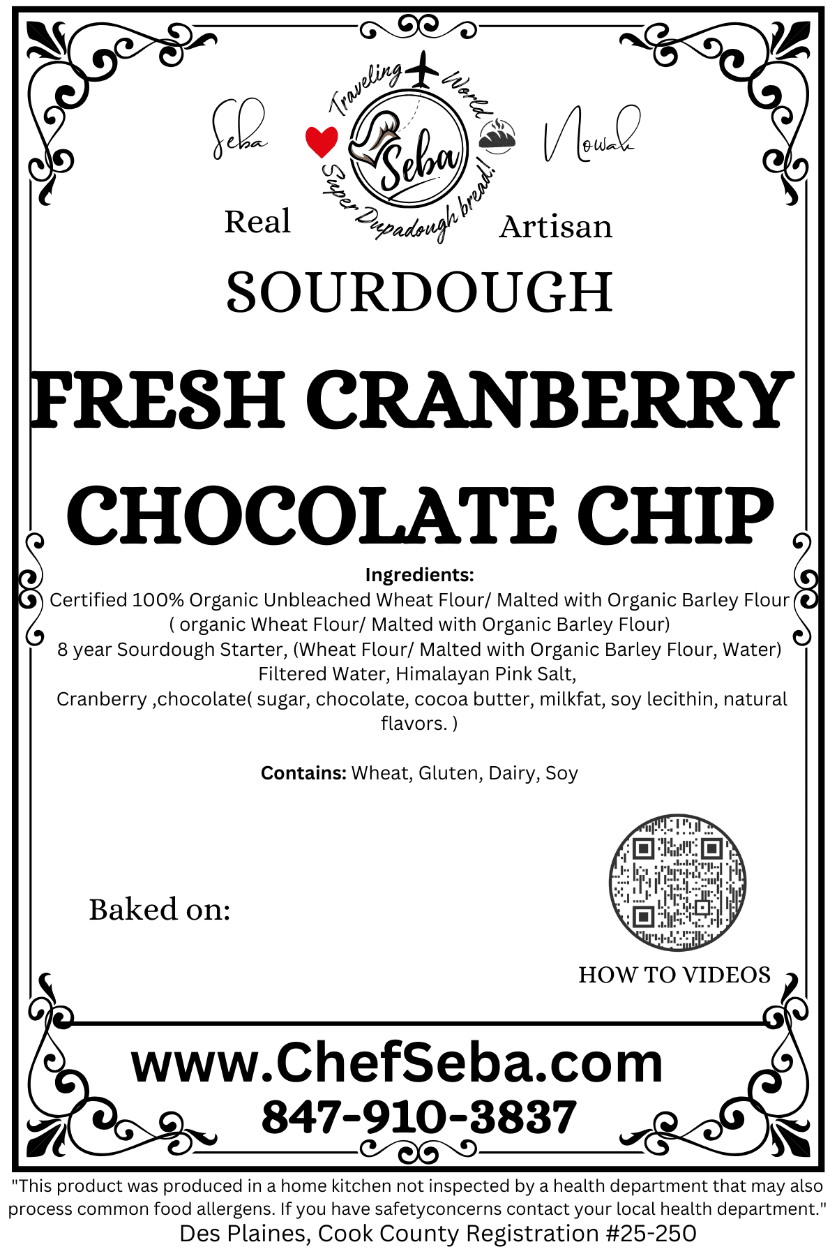 Bread Cranberry Chocolate chip Sourdough - Artisan Real Sourdough Bread Chef SebaMy StoreArtisan Real Sourdough Bread Chef SebaWALNUT-CRAN-01Whole LoafBread Cranberry Chocolate chip Sourdough