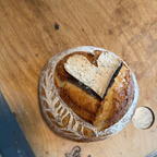 Heart-decorated wedding sourdough bread handcrafted by Chef SEBA in Des Plaines Illinois