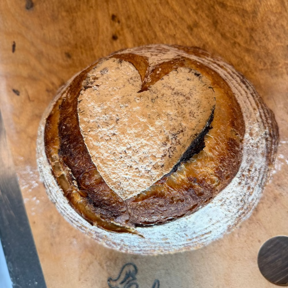 Polish wedding sourdough loaf with heart design baked by Chef SEBA in Des Plaines Illinois