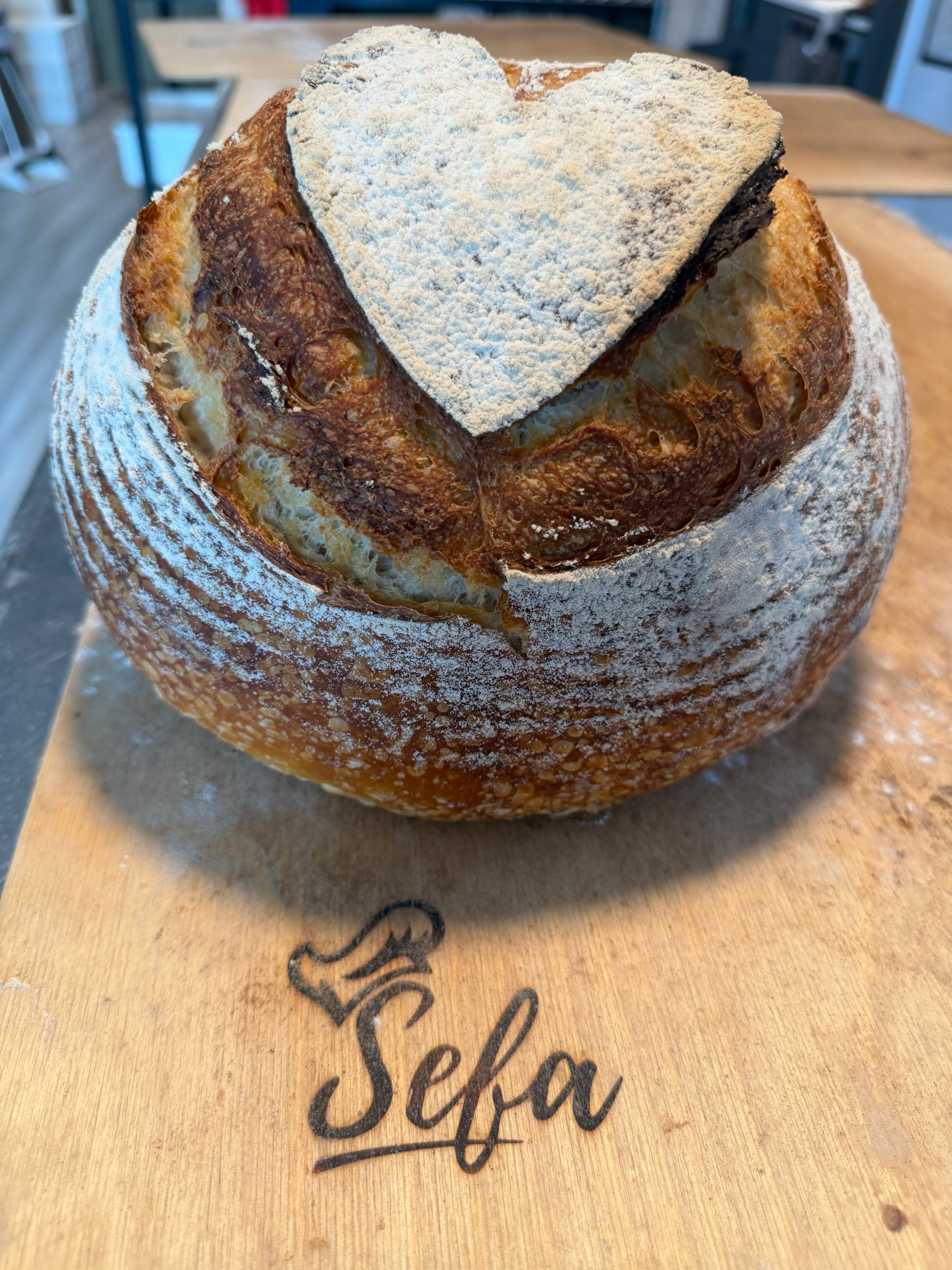 Traditional Polish wedding sourdough loaf with handcrafted heart design by Chef SEBA